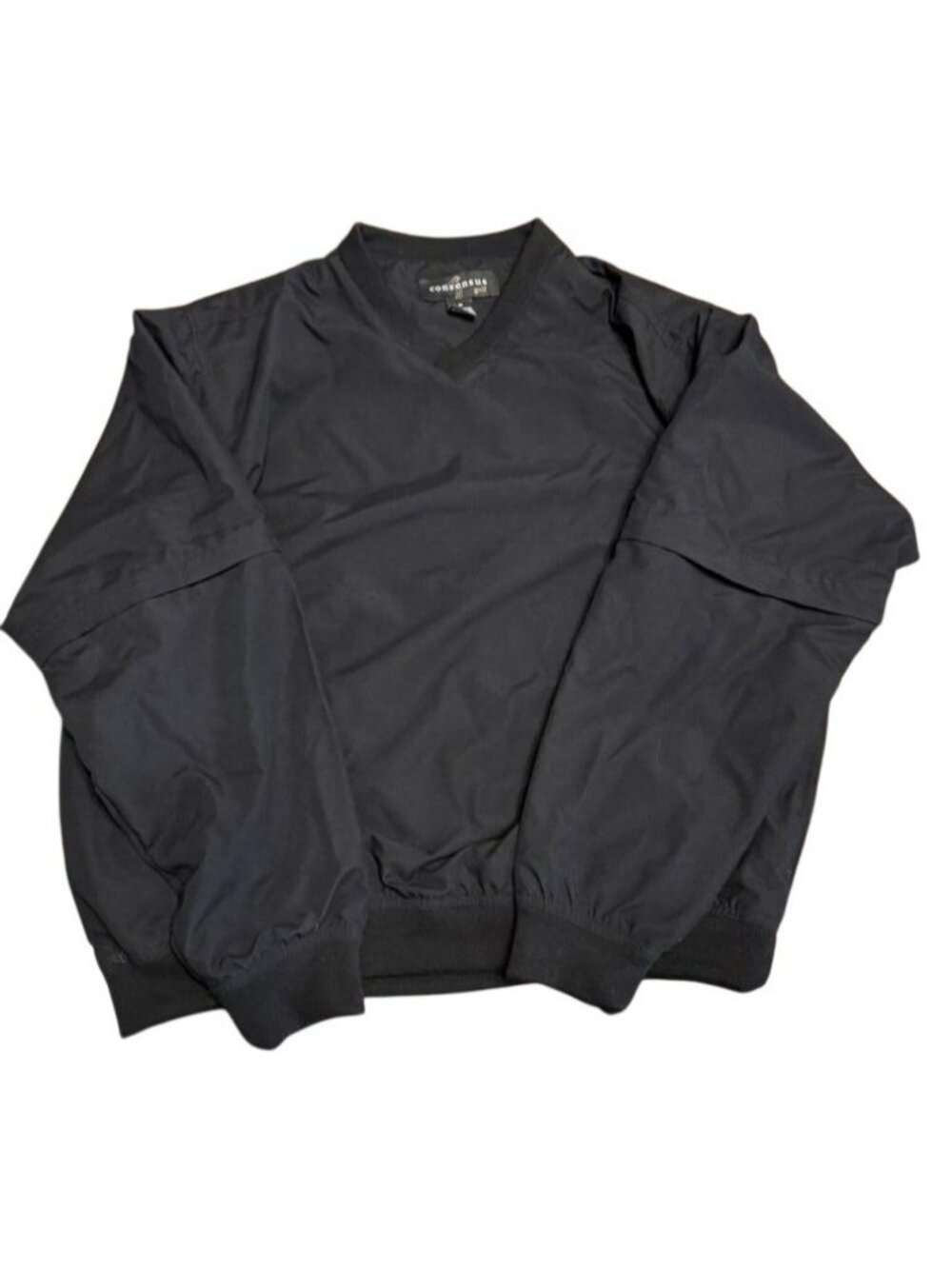 Consensus Golf Black Pullover Wind Jacket with Removable Sleeves Size Medium
